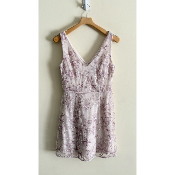 Anthropologie BHLDN Adrianna Papell Pink Adaliz Dress A Line Sequin Sz 10 - Picture 2 of 6